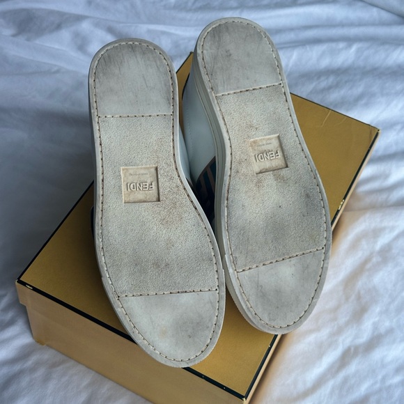 Fendi White and Brown Logo Strap Sneakers leather - Picture 7 of 9